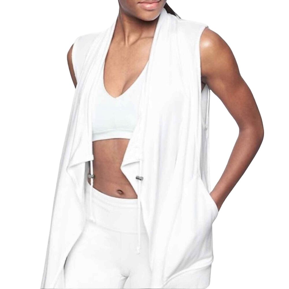 Athleta Mindsight Vest in White Size XS Adjustable Drawstring Pockets Breathable